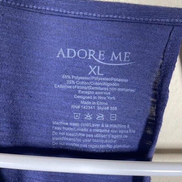 Adore Me Women's Navy Lace Short Sleeve Tee Shirt Keyhole Back XL Runs Small - Picture 3 of 5